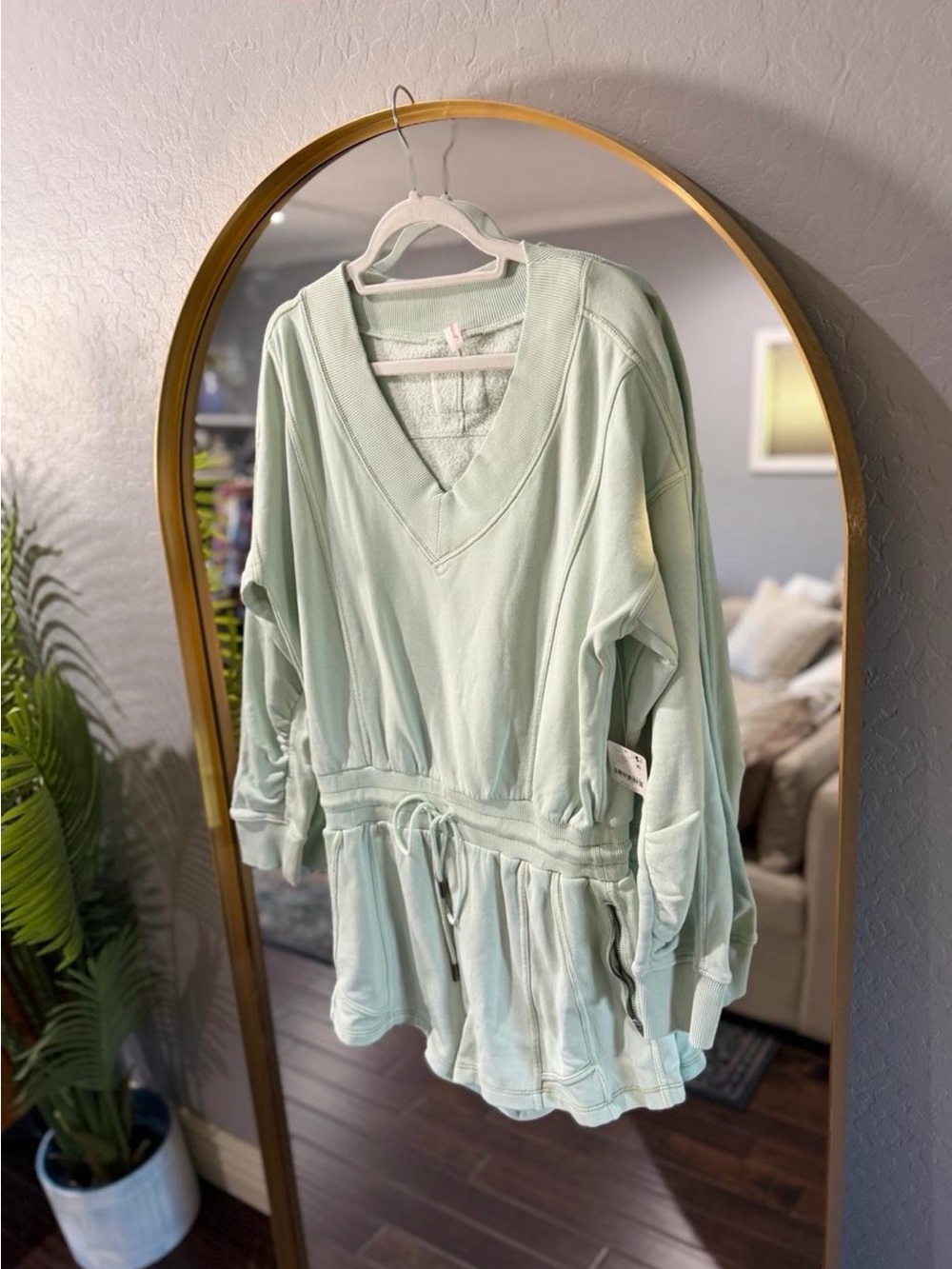 Free People Intercept Romper Mint Green V-Neck - Picture 3 of 4